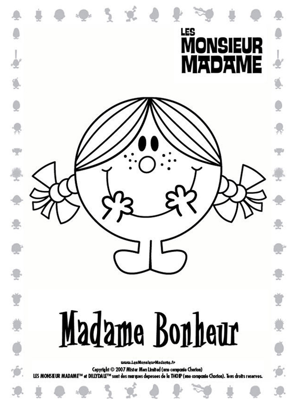 coloriage madame bonheur sourit